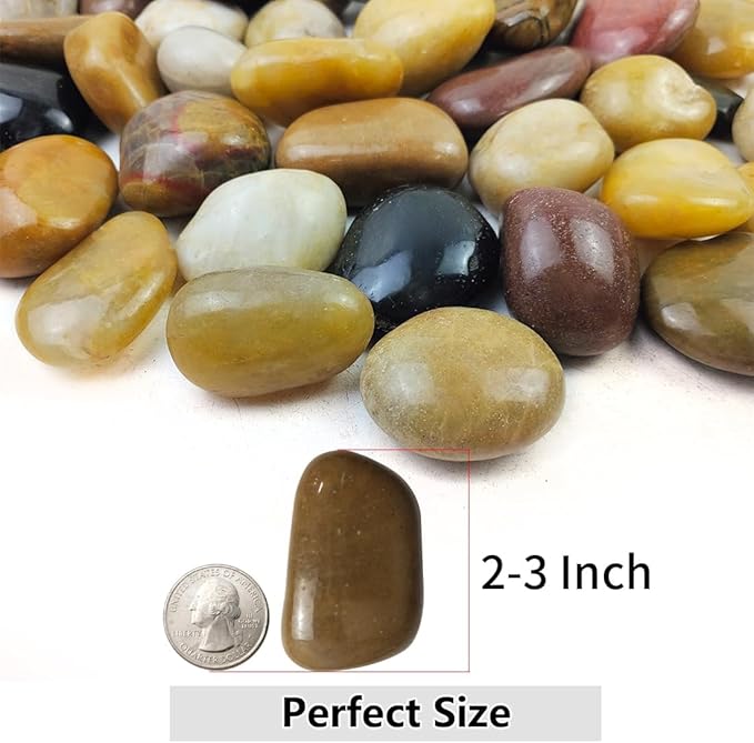 Vsell24 3Kg Extra Large Natural River Rocks Highly Polished Pebbles for Plants Garden Decorative Stones, Ideal for Fish Tank, Vases, Succulents, Crafting, Home Decor and Garden Landscaping
