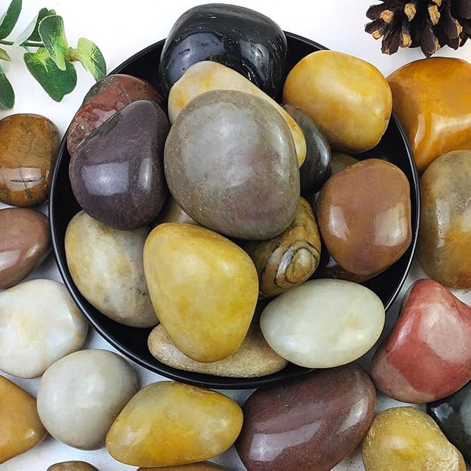 Vsell24 3Kg Extra Large Natural River Rocks Highly Polished Pebbles for Plants Garden Decorative Stones, Ideal for Fish Tank, Vases, Succulents, Crafting, Home Decor and Garden Landscaping