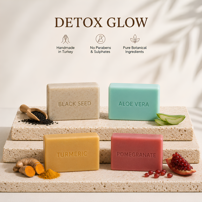 Detox Glow Soap Set – Black Seed, Turmeric, Aloe Vera, Pomegranate