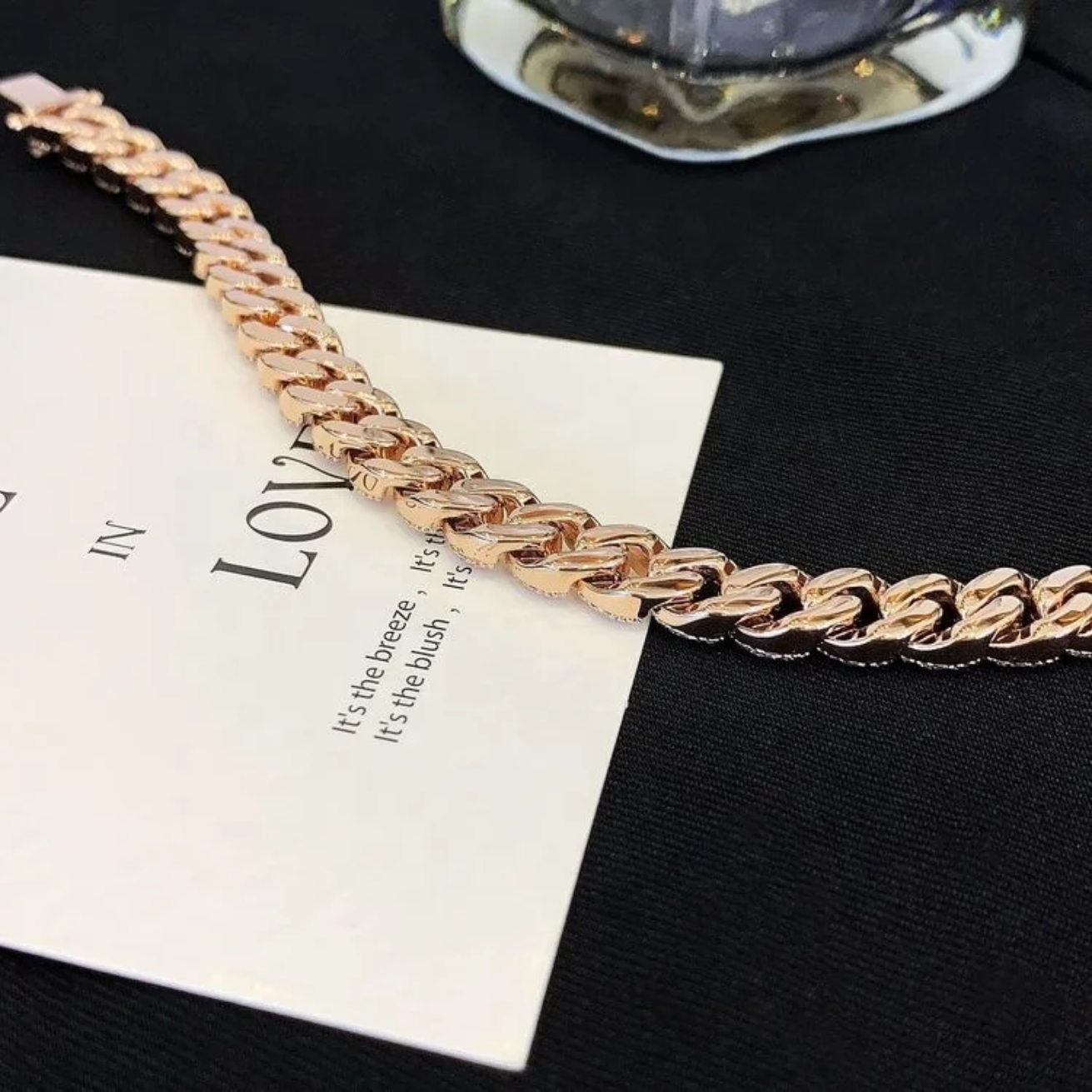 RUYI Buss Down Rapper Jewelery 14 k Solid Gold Man Hip Hop Iced Out VVS VS Synthetic Lab Diamond Cuban Link Bracelet Man