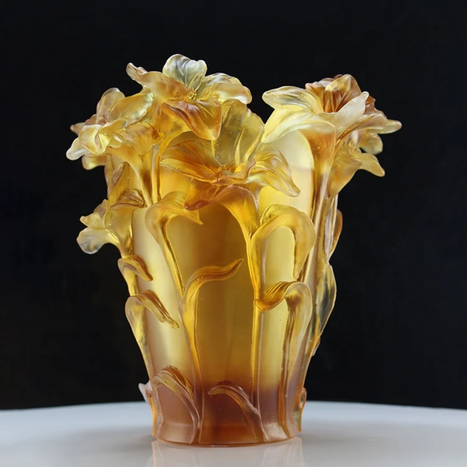 Luxury Liuli Glass Flower Vase Handmade Frosted Crystal Casting Christmas Decorative FM0011 Home Table