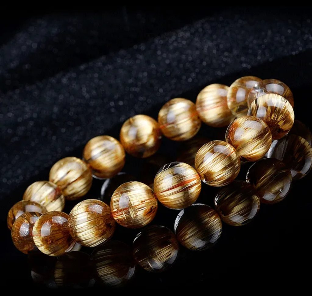 High Quality Cats Eye Gold Rutilated Quartz Bracelet Mens and Women's Genuine Natural Crystal