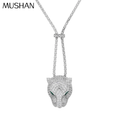 MUSHAN Jewelry Factory 925 Sterling Silver Pendant Necklaces HCD Synthetic Emerald Stones Leopard  Head Necklace Pendants Jewelery