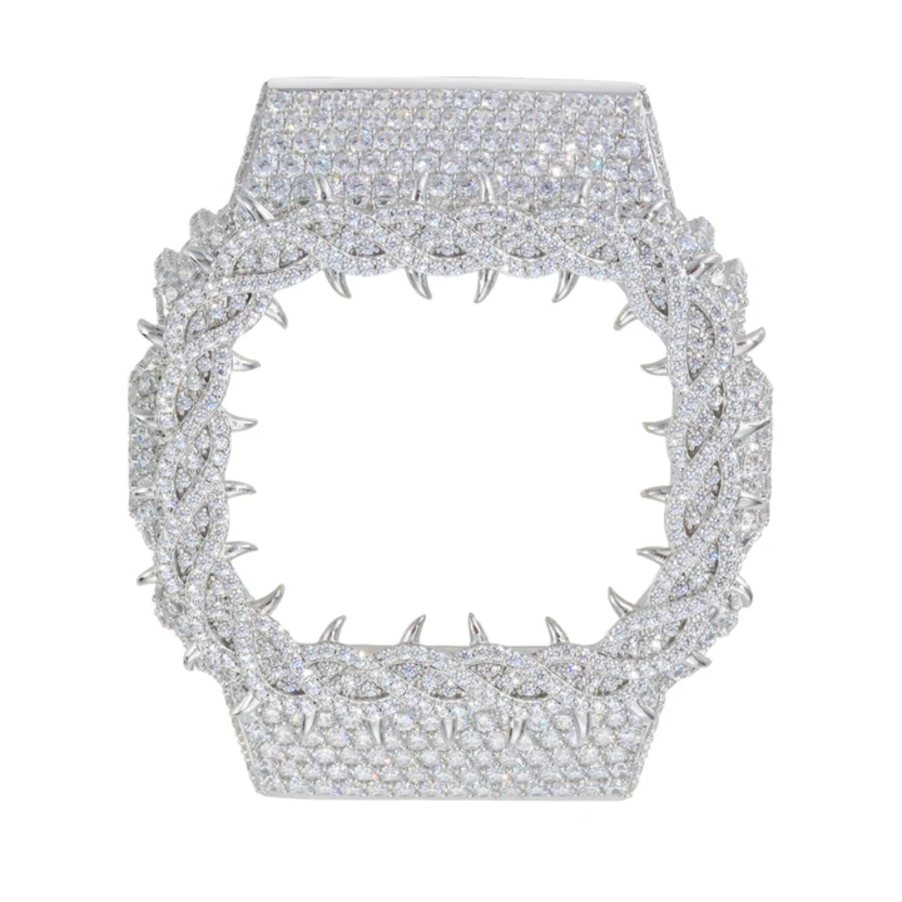 Pass Diamond Tester Handmade Metal Moissanite Thorn Watch Case for DW5600 Gold Plated 925 Sterling Silver Iced Watch Bezel Parts