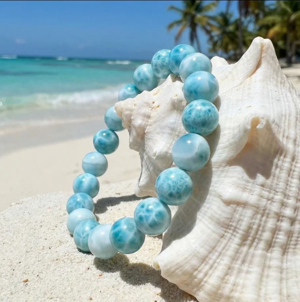 9mm New Arrivals High Quality Hand Polished Natural Larimar Stone Bead Crystal Craft Larimar Bracelet for Jewelery Gifts