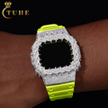 Pass Diamond Tester Handmade Metal Moissanite Thorn Watch Case for DW5600 Gold Plated 925 Sterling Silver Iced Watch Bezel Parts
