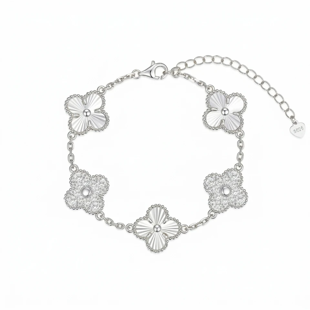Four-Leaf Clover Moissanite Bracelet 18K Gold Plated S925 Silver , Valentine's Day Mother's Day Gift , 7Inch