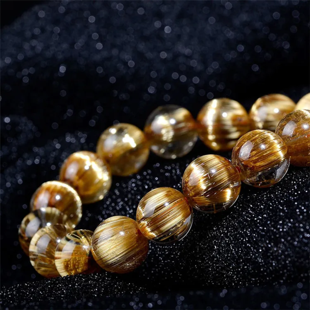 High Quality Cats Eye Gold Rutilated Quartz Bracelet Mens and Women's Genuine Natural Crystal