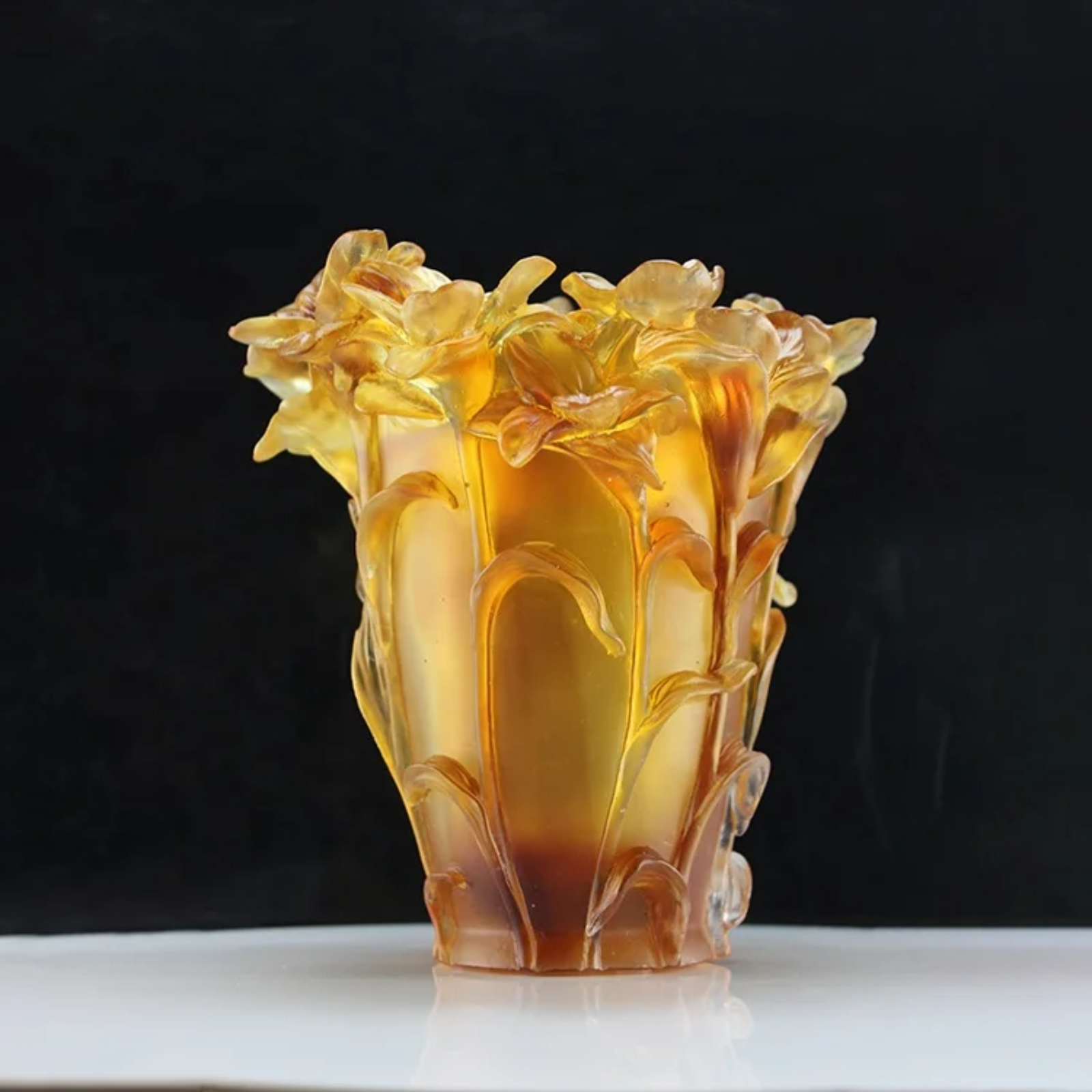 Luxury Liuli Glass Flower Vase Handmade Frosted Crystal Casting Christmas Decorative FM0011 Home Table