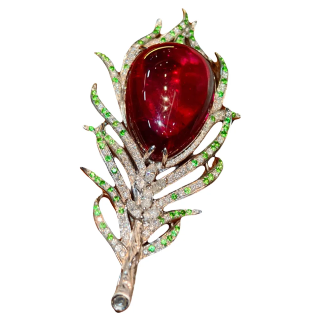 Wholesale Luxury 18k Solid Gold Brilliant Cut Natural Tourmaline Diamond Brooches Colored Gemstones Multi-Purpose Women's Gift