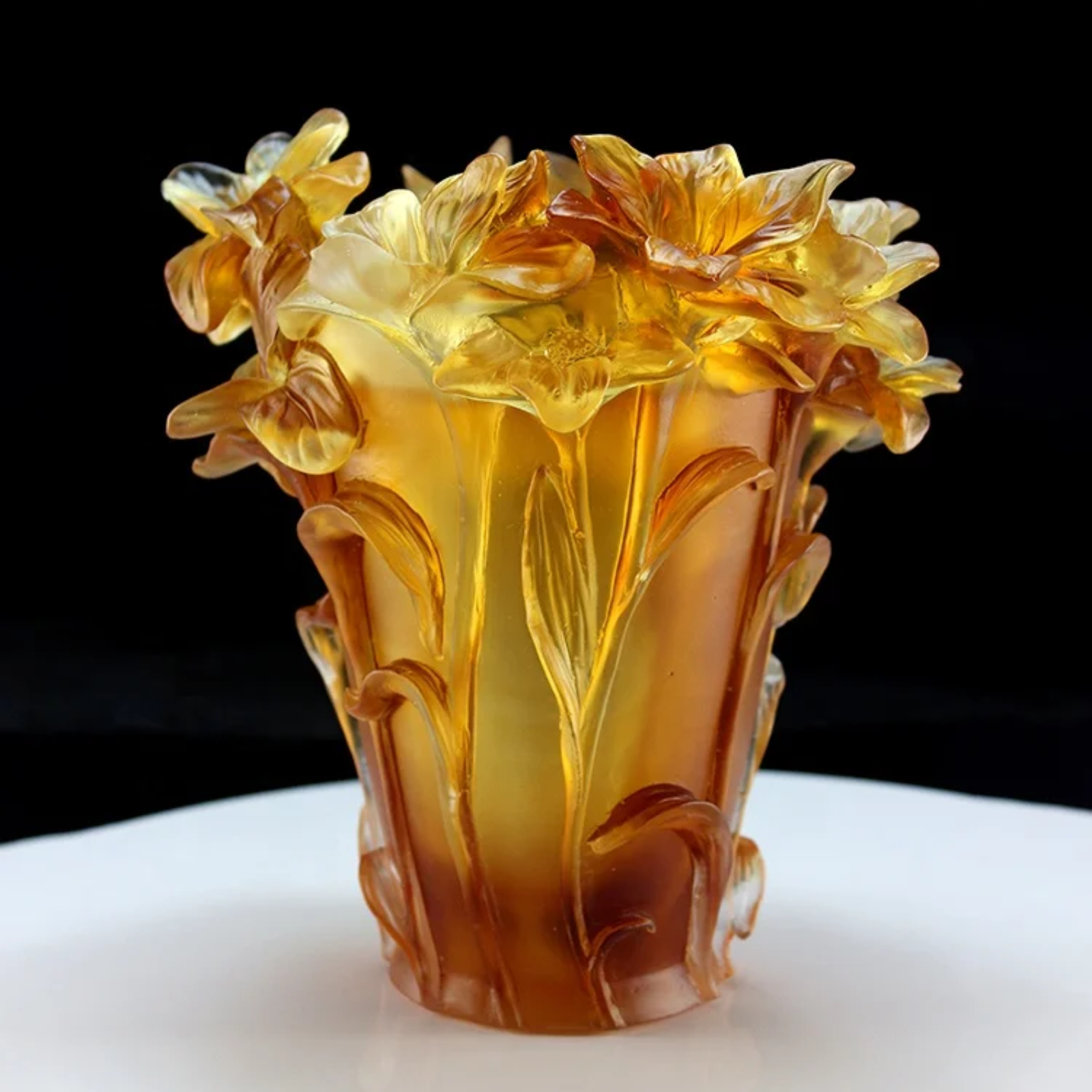 Luxury Liuli Glass Flower Vase Handmade Frosted Crystal Casting Christmas Decorative FM0011 Home Table