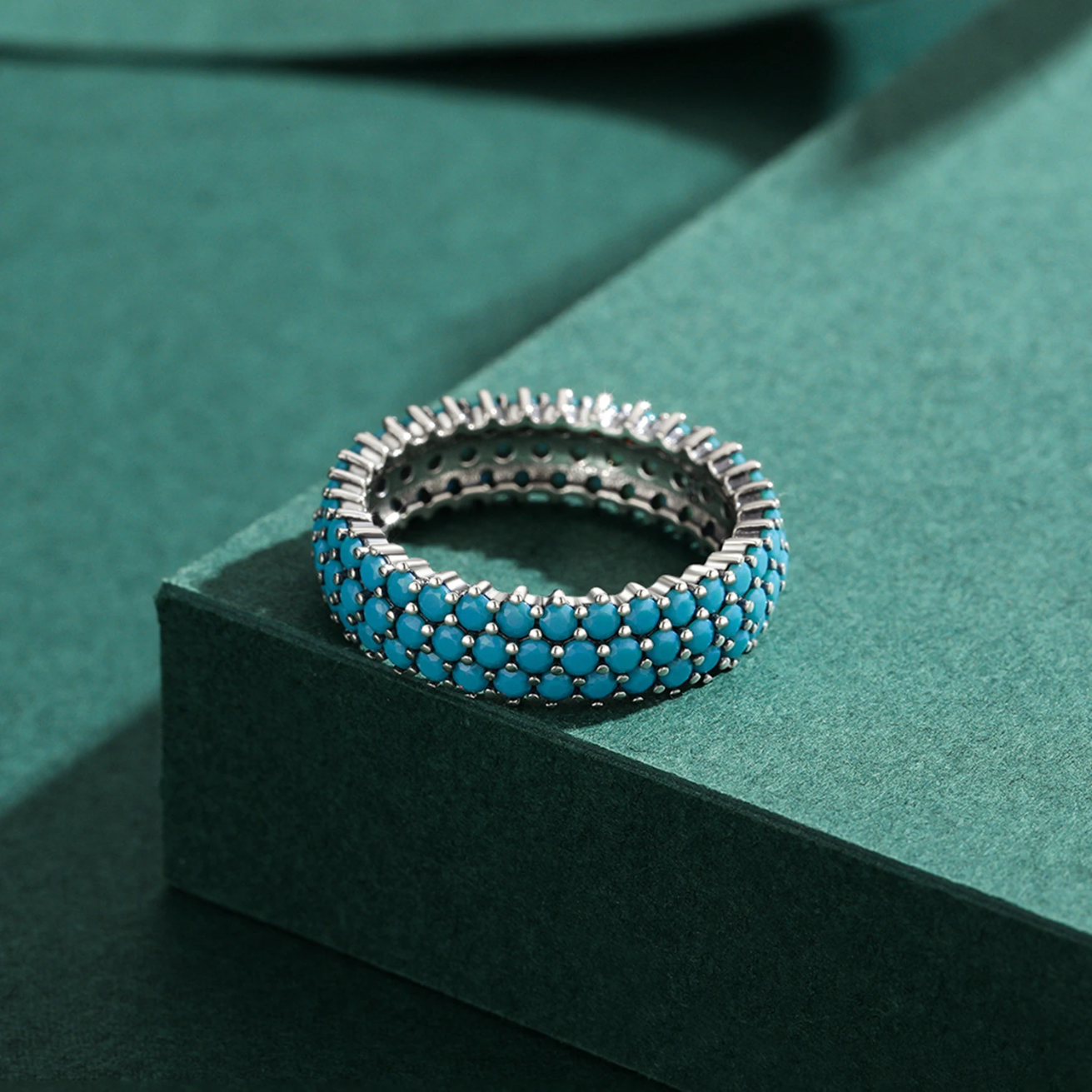 Genuine 925 Sterling Silver Luxury Turquoise Finger Rings for Women Vintage Retro Bohemian Style Rings Fine Jewelry Anel