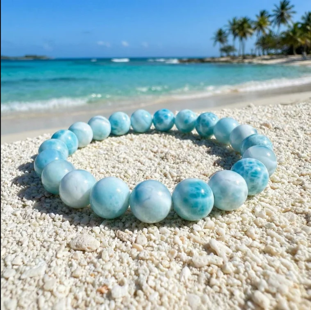 9mm New Arrivals High Quality Hand Polished Natural Larimar Stone Bead Crystal Craft Larimar Bracelet for Jewelery Gifts