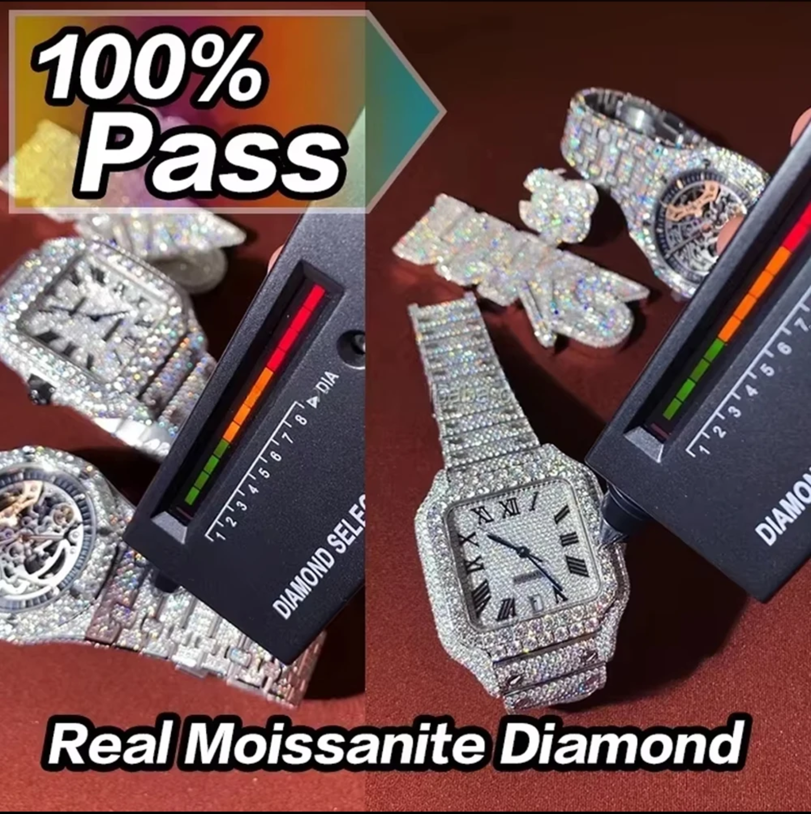 S925  Luxury Silver Moissanite watch