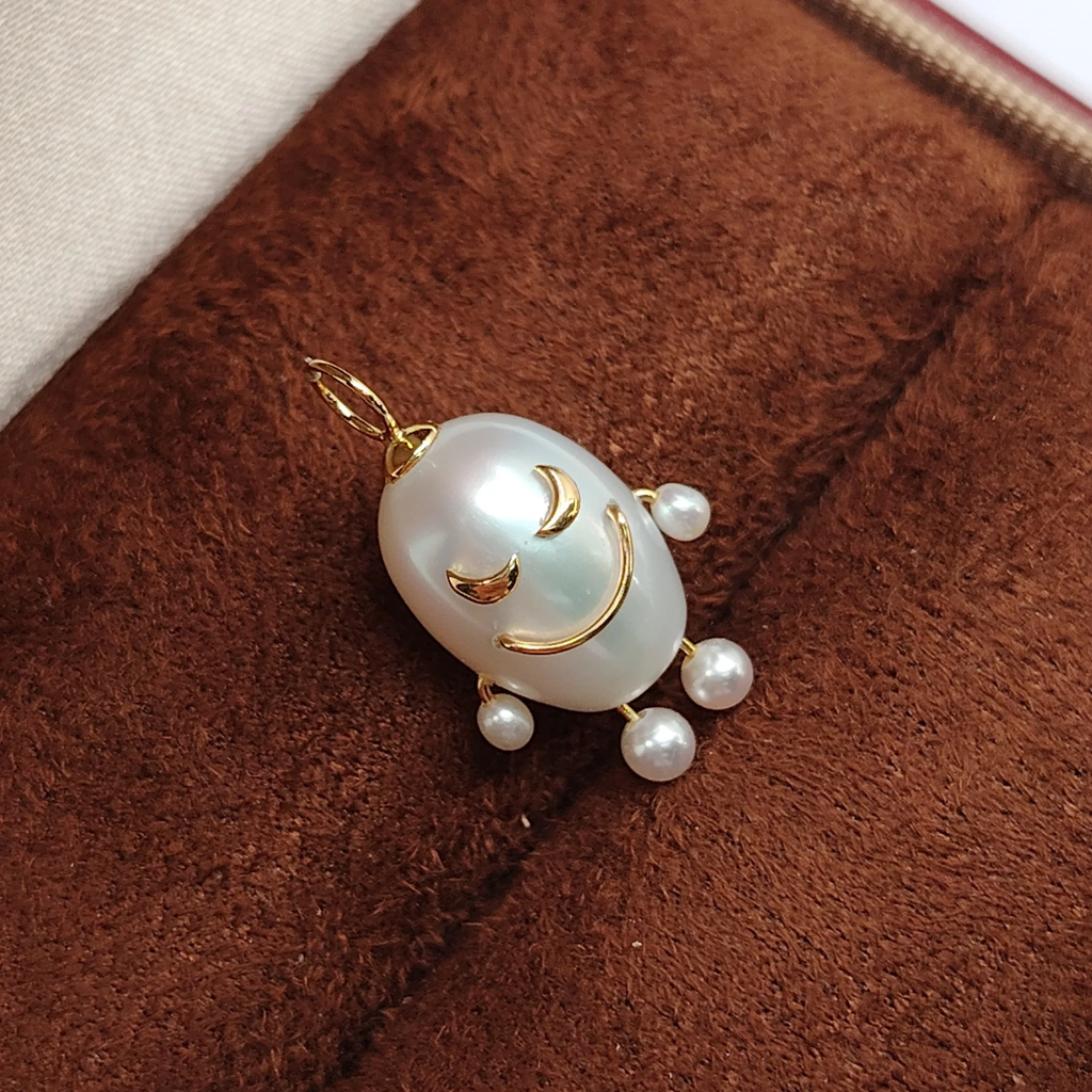UM Jewelery 18 K Solid Gold Pendant Necklace Wholesale Natural Akoya Pearl Unisex /Men/Women Engagement Party Anniversary Wedding