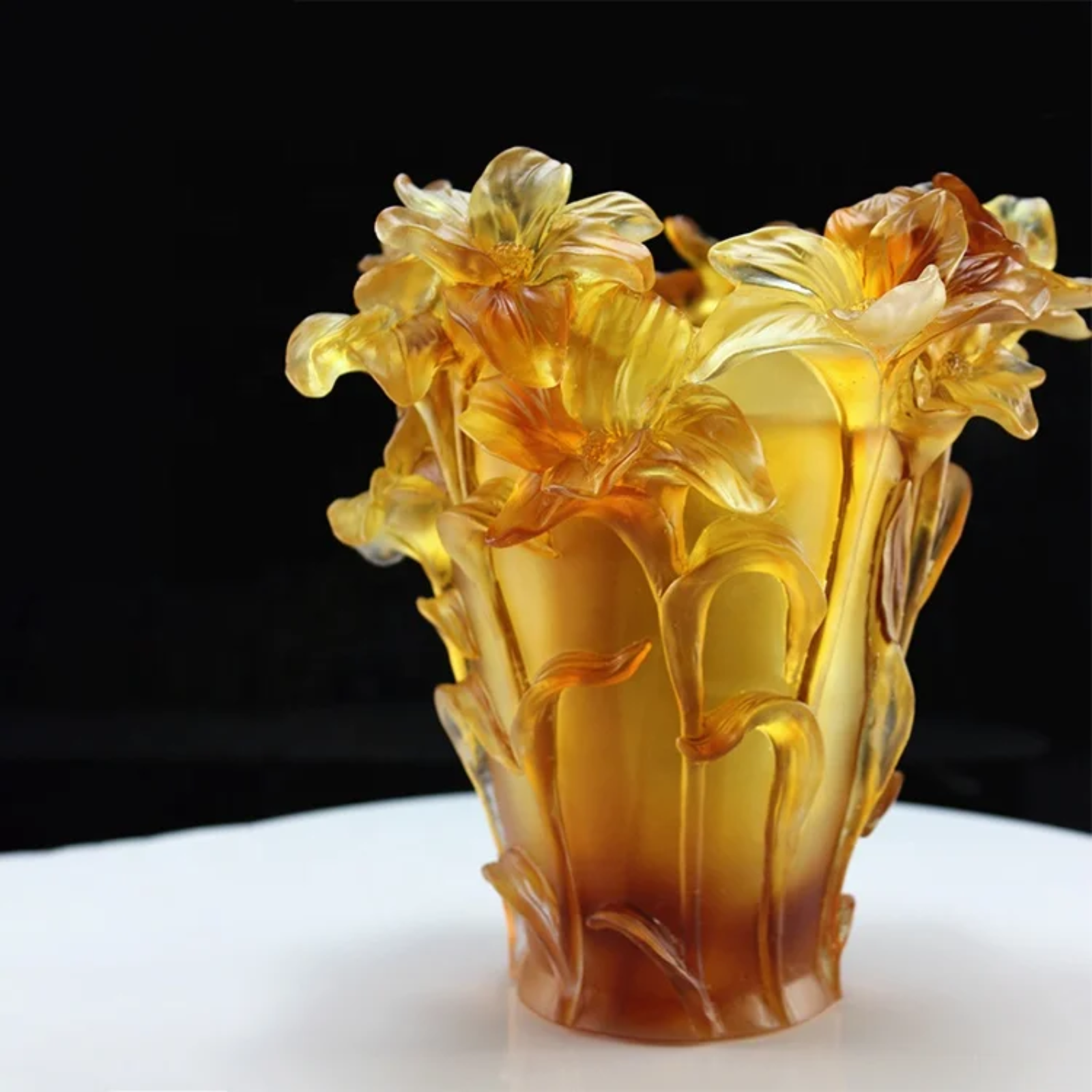 Luxury Liuli Glass Flower Vase Handmade Frosted Crystal Casting Christmas Decorative FM0011 Home Table