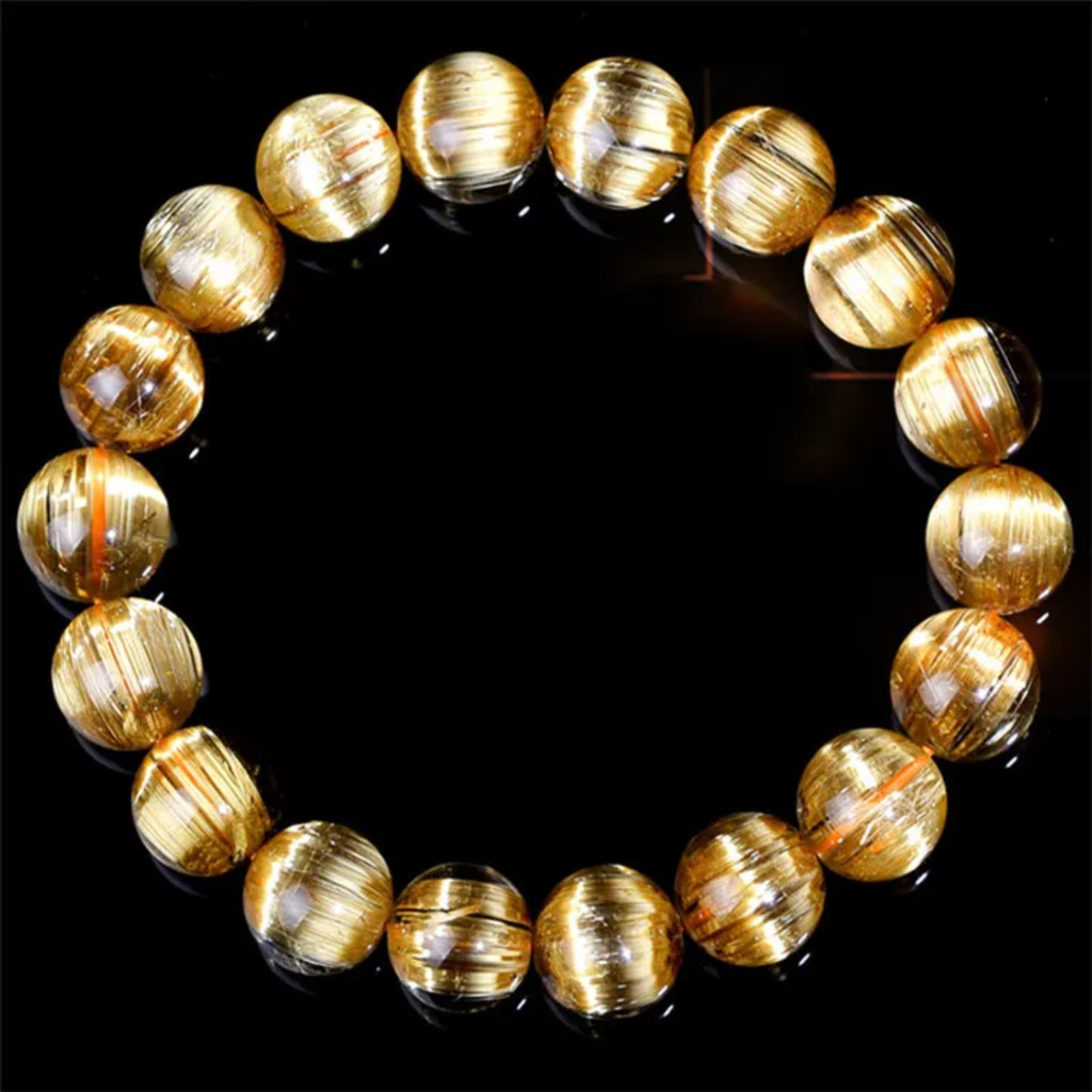 High Quality Cats Eye Gold Rutilated Quartz Bracelet Mens and Women's Genuine Natural Crystal