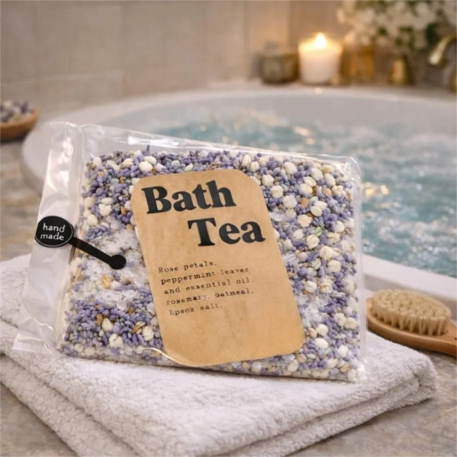 S&SOAK hand make floral tea bags with Himalayan Dead salt etential oils Spa use for all ages