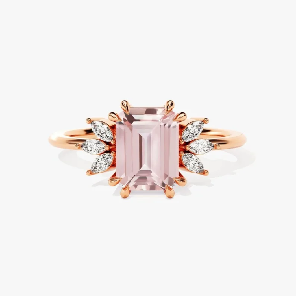 Handmade 925 Sterling Silver Emerald Cut Boho Style Engagement Wedding Ring with Ruby Gemstone for Women Party Gift