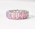 Rainbow Safir Band Emeralds Cut lab multi sapphire eternity band 92.5