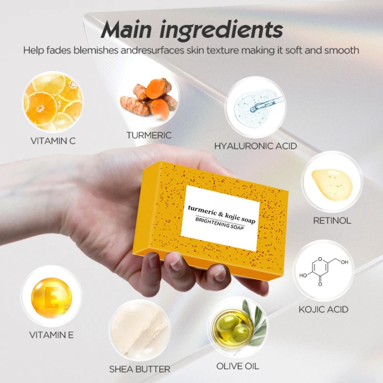 Turmeric kojic acid glow soap for oily skin handmade deep cleaning acne removal dark spot