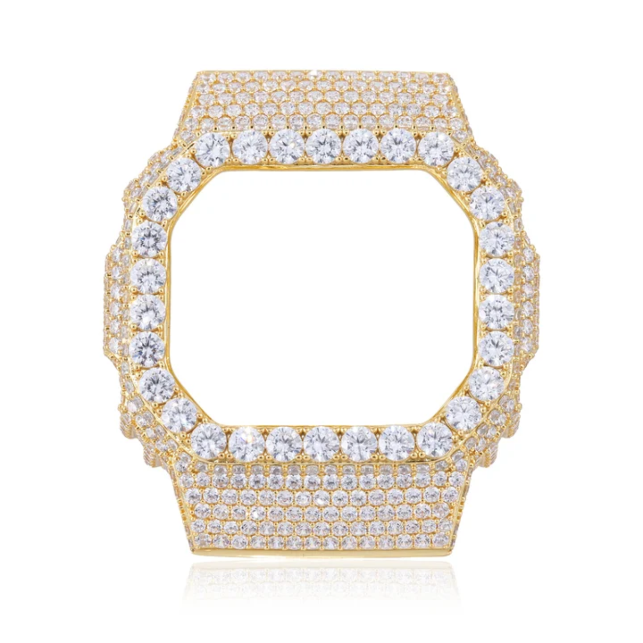 Pass Diamond Tester Handmade Metal Moissanite Thorn Watch Case for DW5600 Gold Plated 925 Sterling Silver Iced Watch Bezel Parts