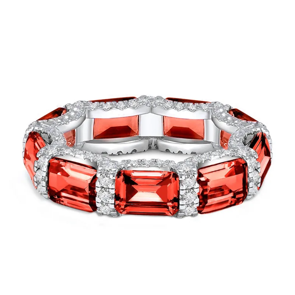 MuShan Jewelery Factory New Emerald Lined Ring S925 Pure Silver Ring Female Niche  Design Silver High Carbon Diamond Jewelery