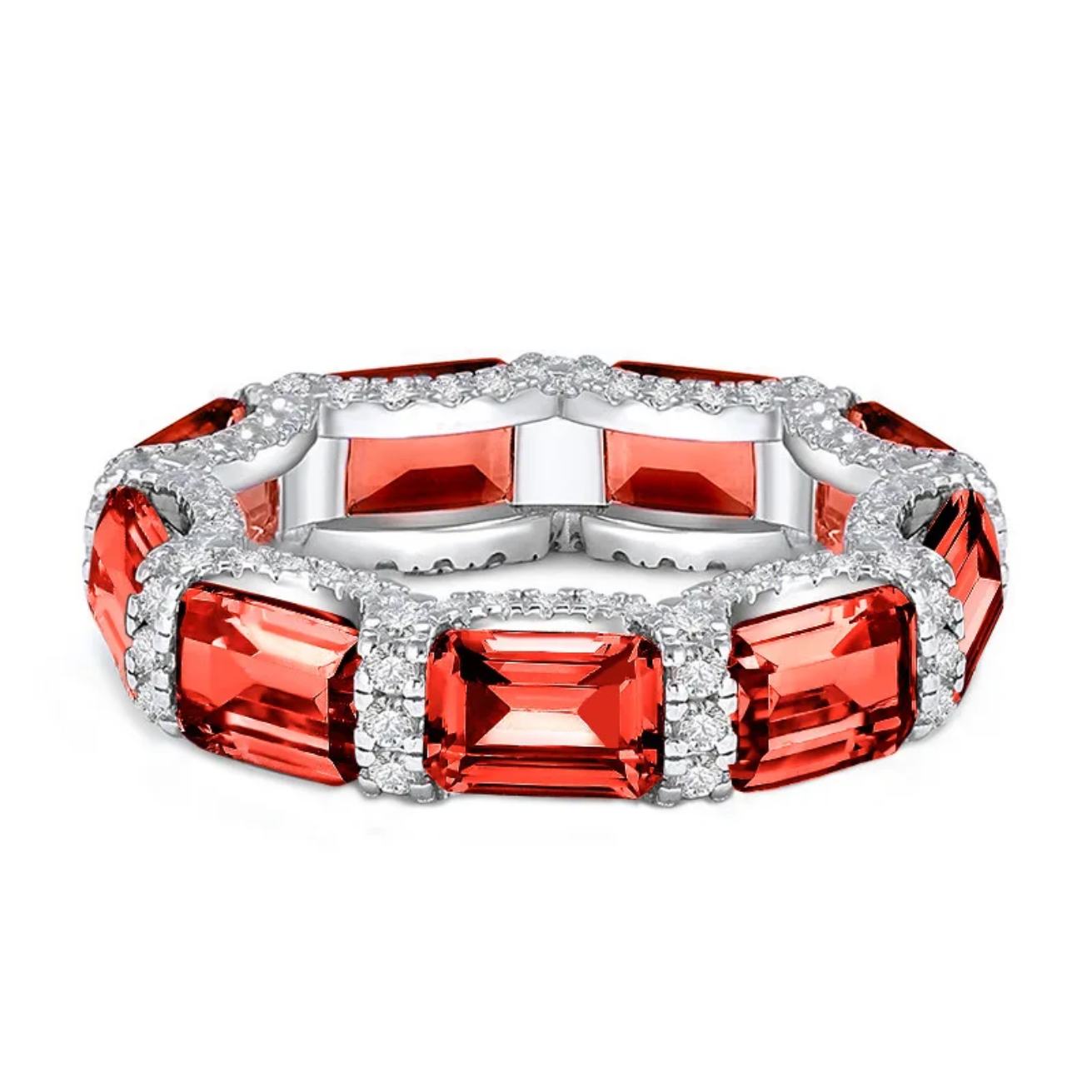 MuShan Jewelery Factory New Emerald Lined Ring S925 Pure Silver Ring Female Niche  Design Silver High Carbon Diamond Jewelery
