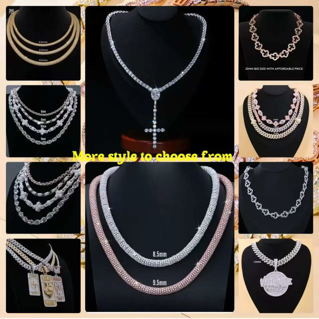 Hot Sale Hip Hop 18 K Gold Men's Franco Chain W/VVS Lab Diamonds & Two-Tone Jesus Cross