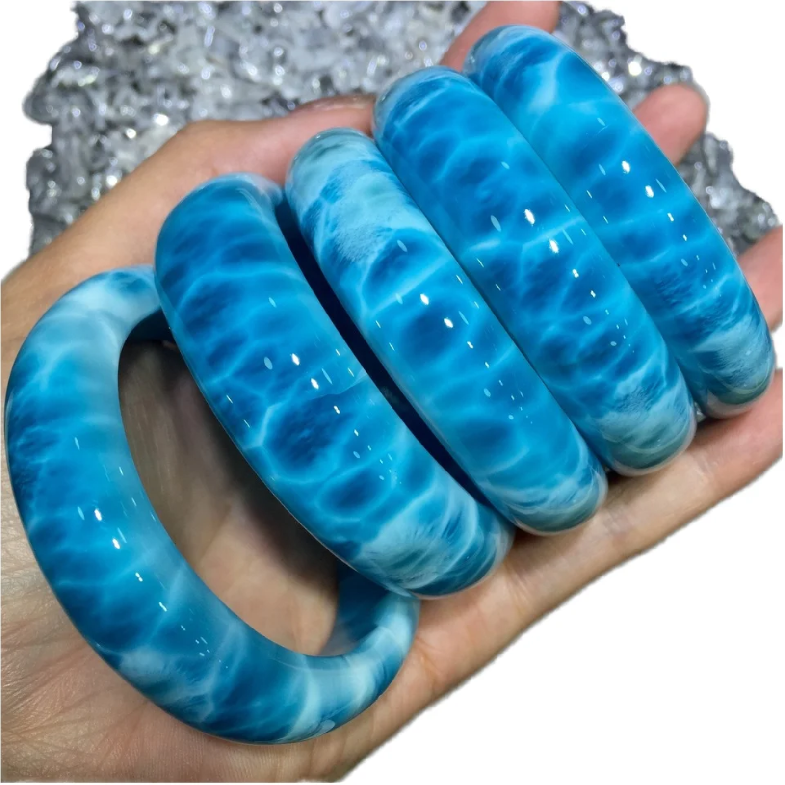 Direct Sale From Manufacturer 5A Grade Natural Larimar Wristband Natural Larimar Bracelet Crafts