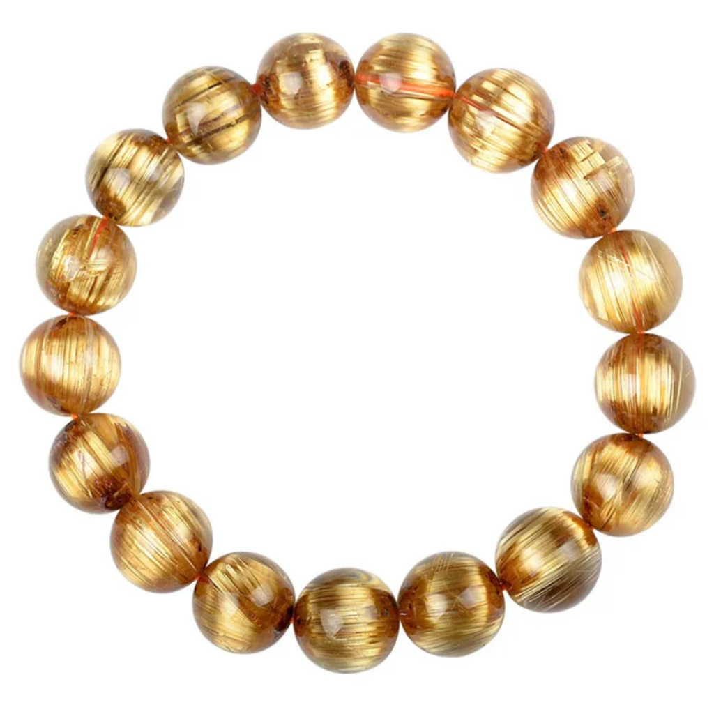 High Quality Cats Eye Gold Rutilated Quartz Bracelet Mens and Women's Genuine Natural Crystal