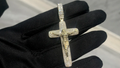 Hot Sale Hip Hop 18 K Gold Men's Franco Chain W/VVS Lab Diamonds & Two-Tone Jesus Cross
