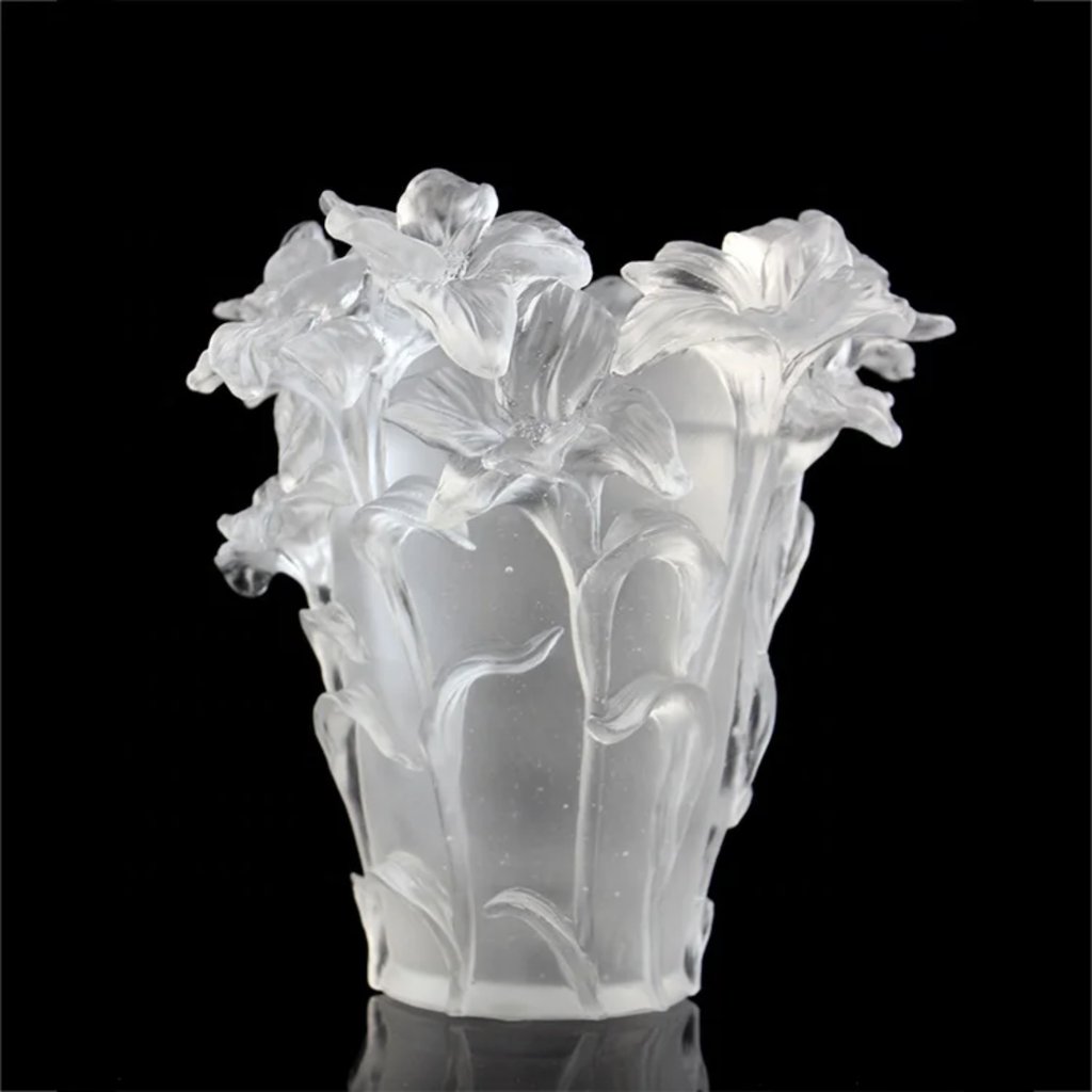 Luxury Liuli Glass Flower Vase Handmade Frosted Crystal Casting Christmas Decorative FM0011 Home Table
