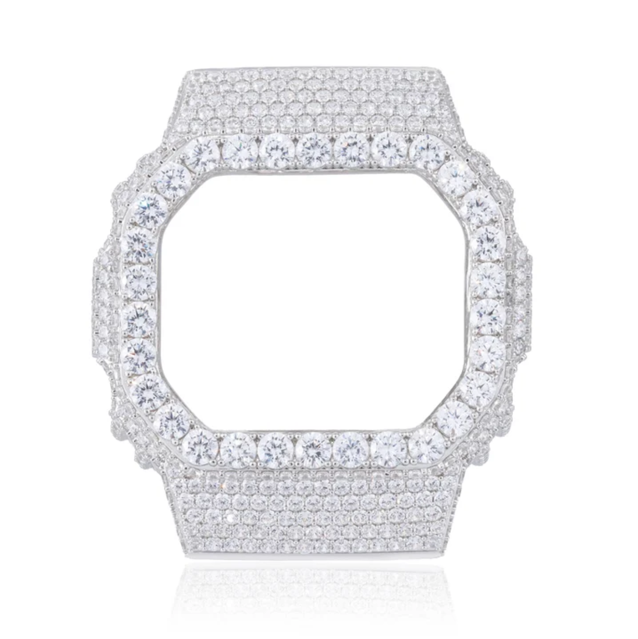 Pass Diamond Tester Handmade Metal Moissanite Thorn Watch Case for DW5600 Gold Plated 925 Sterling Silver Iced Watch Bezel Parts