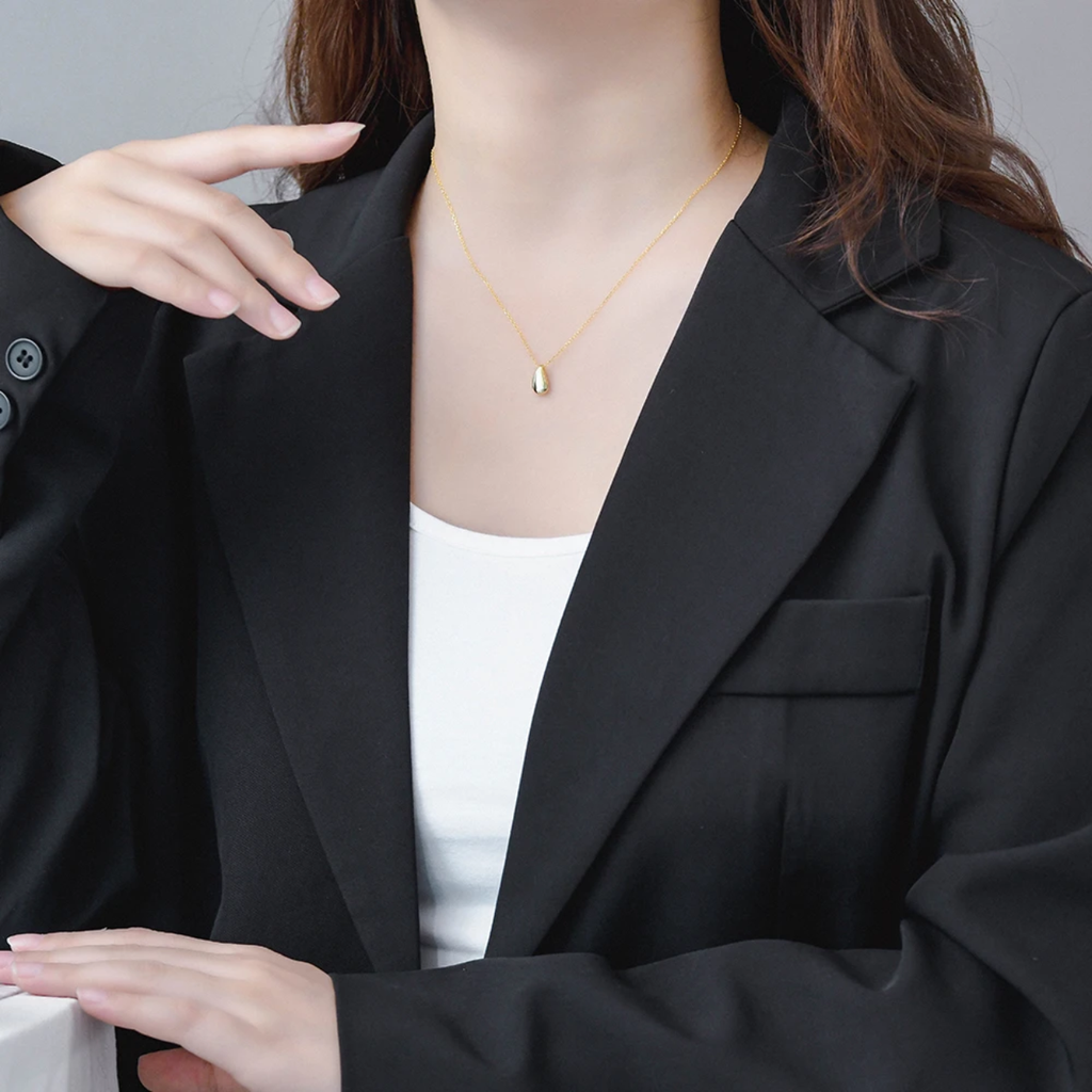 New Fashion Necklace 2021 Trendy Statement Silver 925 Gold Filled Jewelery Water Drop Charm Necklaces Pendants for Necklace Women