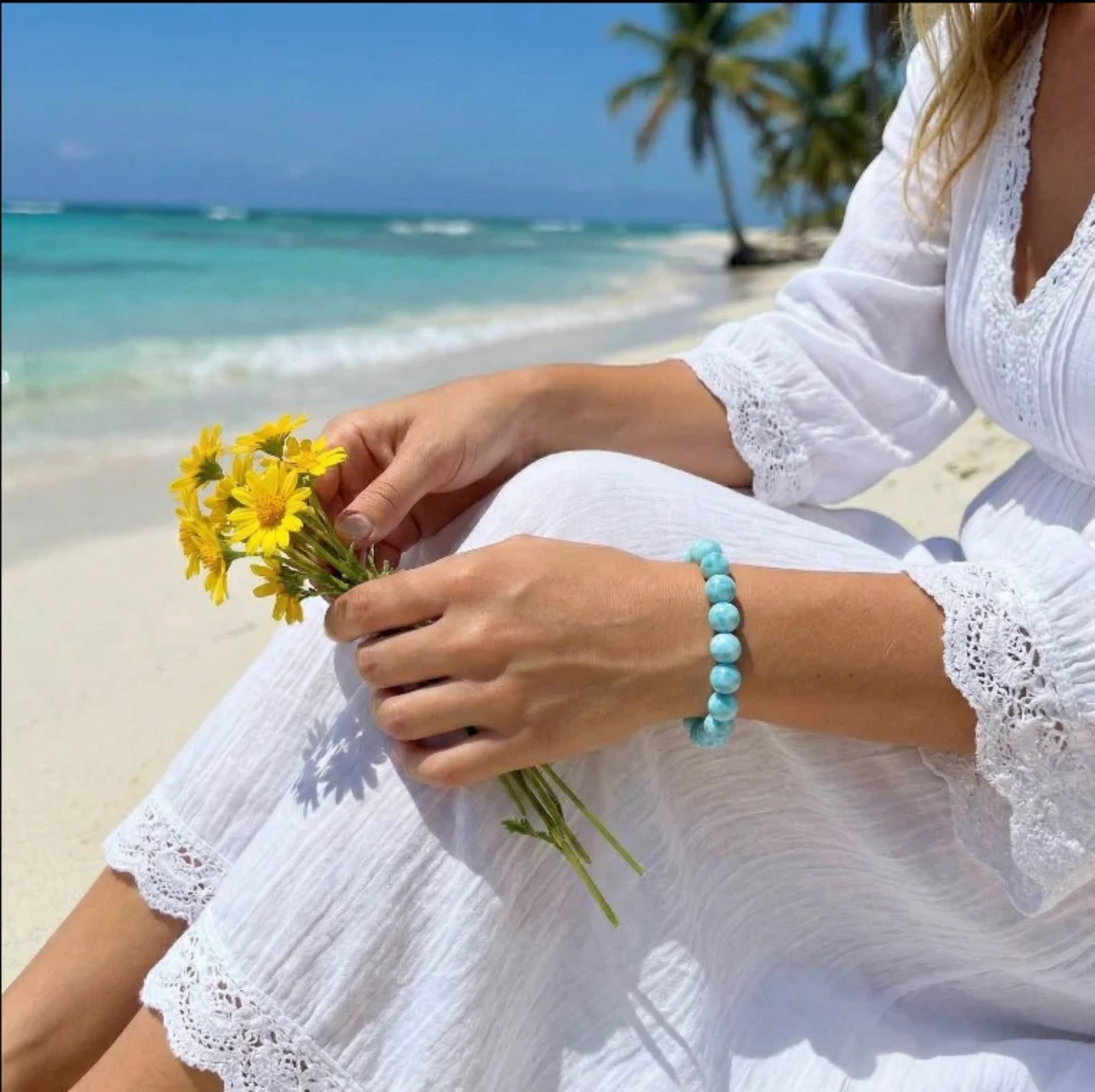 9mm New Arrivals High Quality Hand Polished Natural Larimar Stone Bead Crystal Craft Larimar Bracelet for Jewelery Gifts