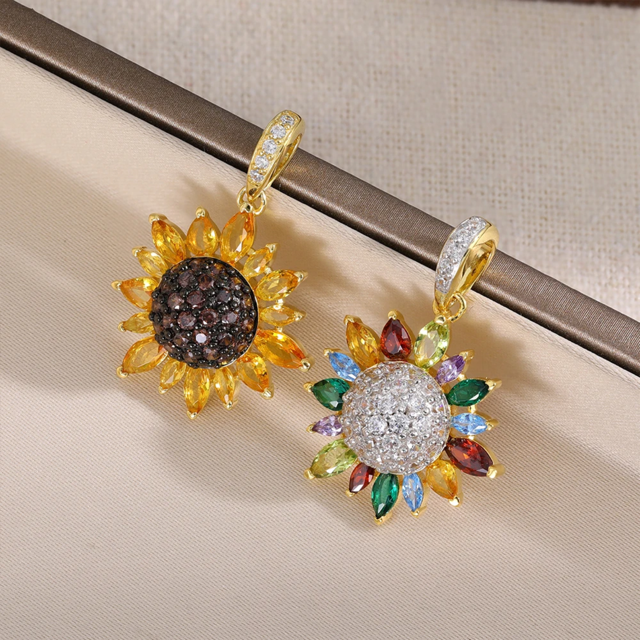 S925 sterling silver zircon sunflower pendant  nicklace trendy bohemian engagement wedding jewelery