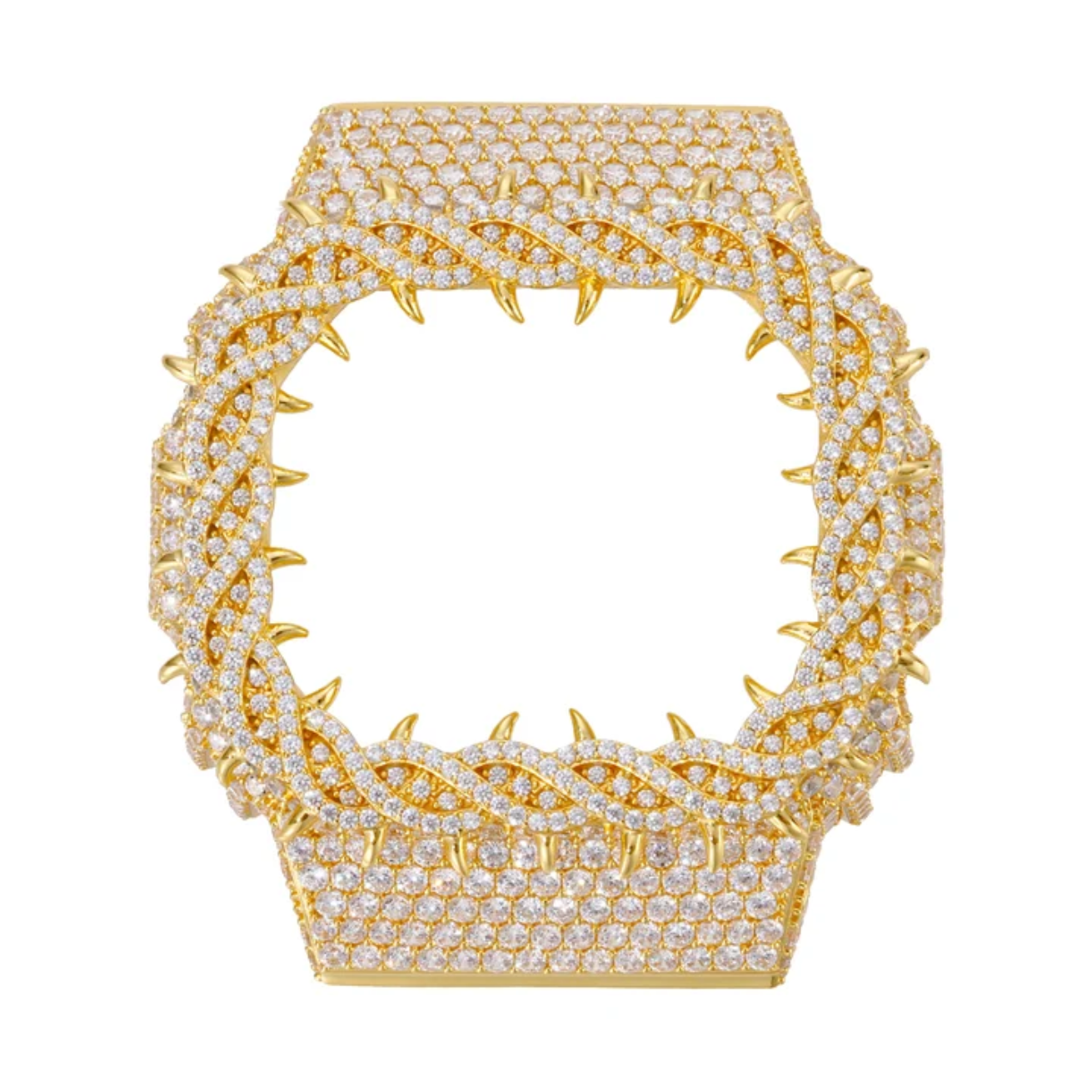 Pass Diamond Tester Handmade Metal Moissanite Thorn Watch Case for DW5600 Gold Plated 925 Sterling Silver Iced Watch Bezel Parts