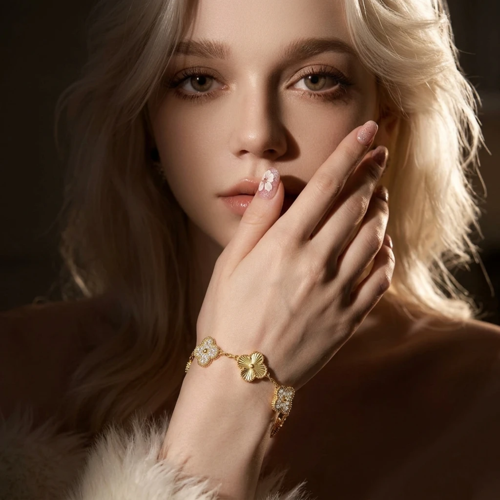 Four-Leaf Clover Moissanite Bracelet 18K Gold Plated S925 Silver , Valentine's Day Mother's Day Gift , 7Inch