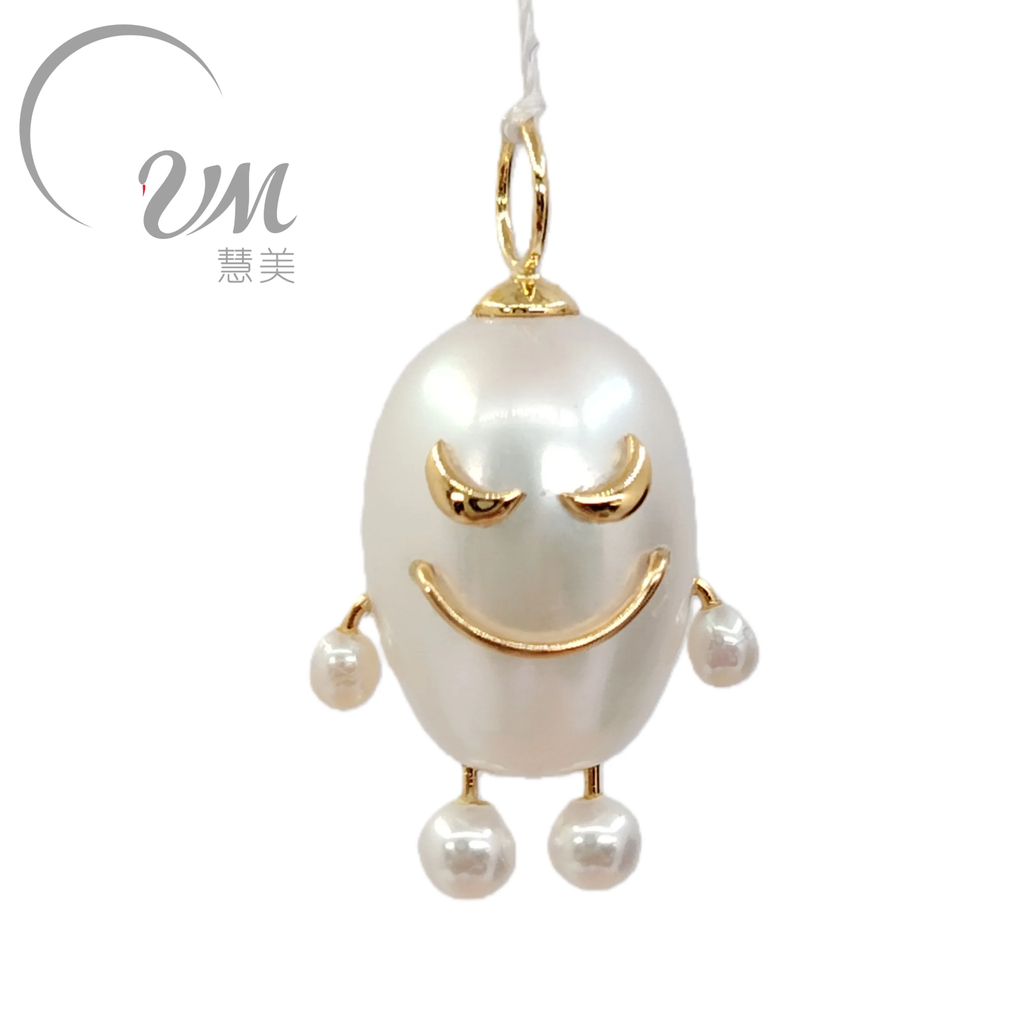 UM Jewelery 18 K Solid Gold Pendant Necklace Wholesale Natural Akoya Pearl Unisex /Men/Women Engagement Party Anniversary Wedding
