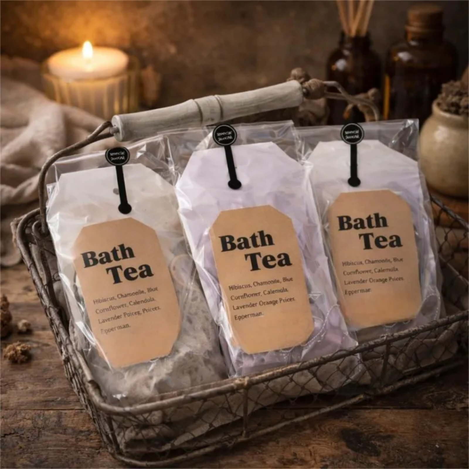 S&SOAK hand make floral tea bags with Himalayan Dead salt etential oils Spa use for all ages