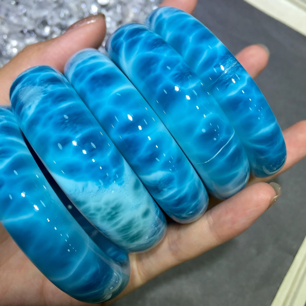 Direct Sale From Manufacturer 5A Grade Natural Larimar Wristband Natural Larimar Bracelet Crafts