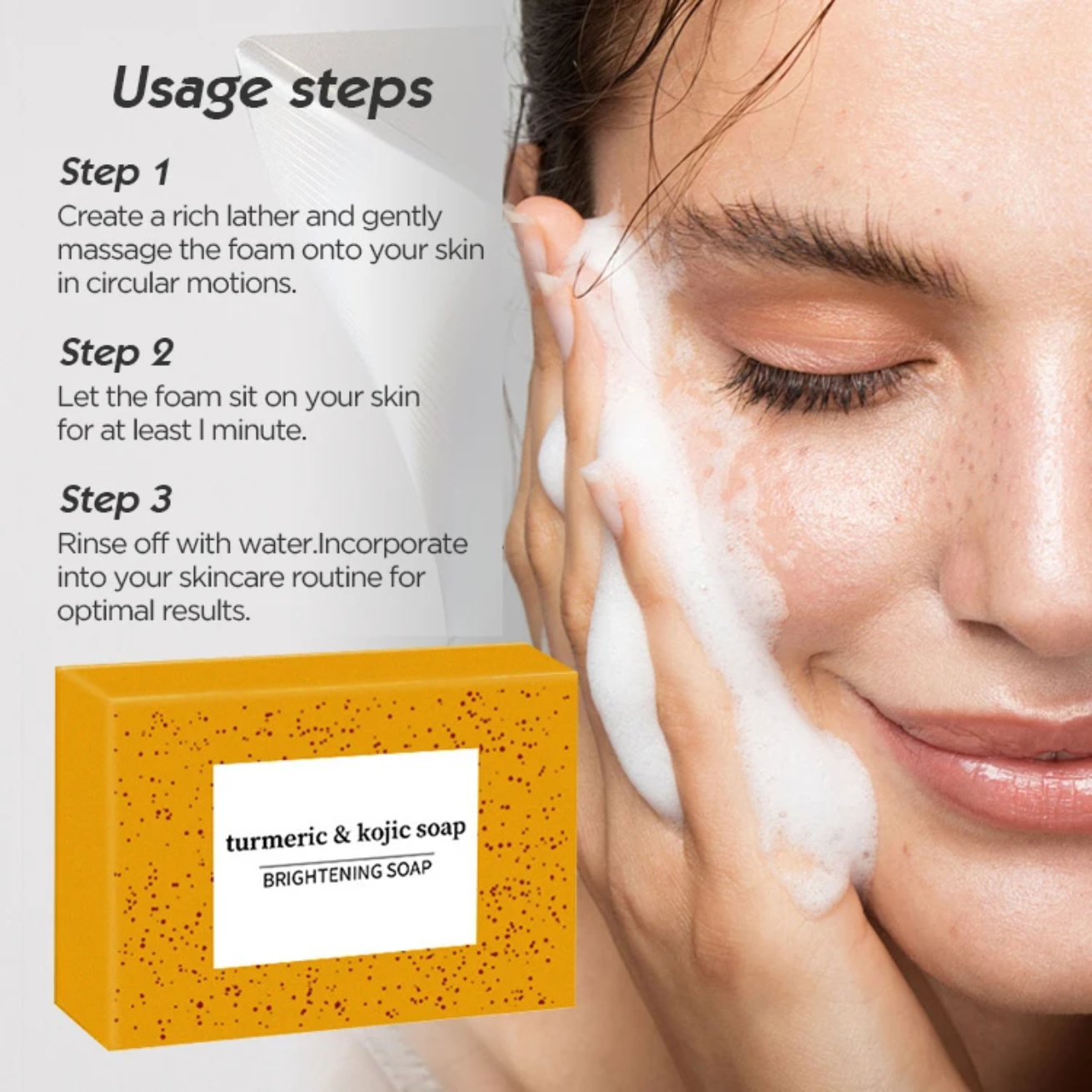 Turmeric kojic acid glow soap for oily skin handmade deep cleaning acne removal dark spot