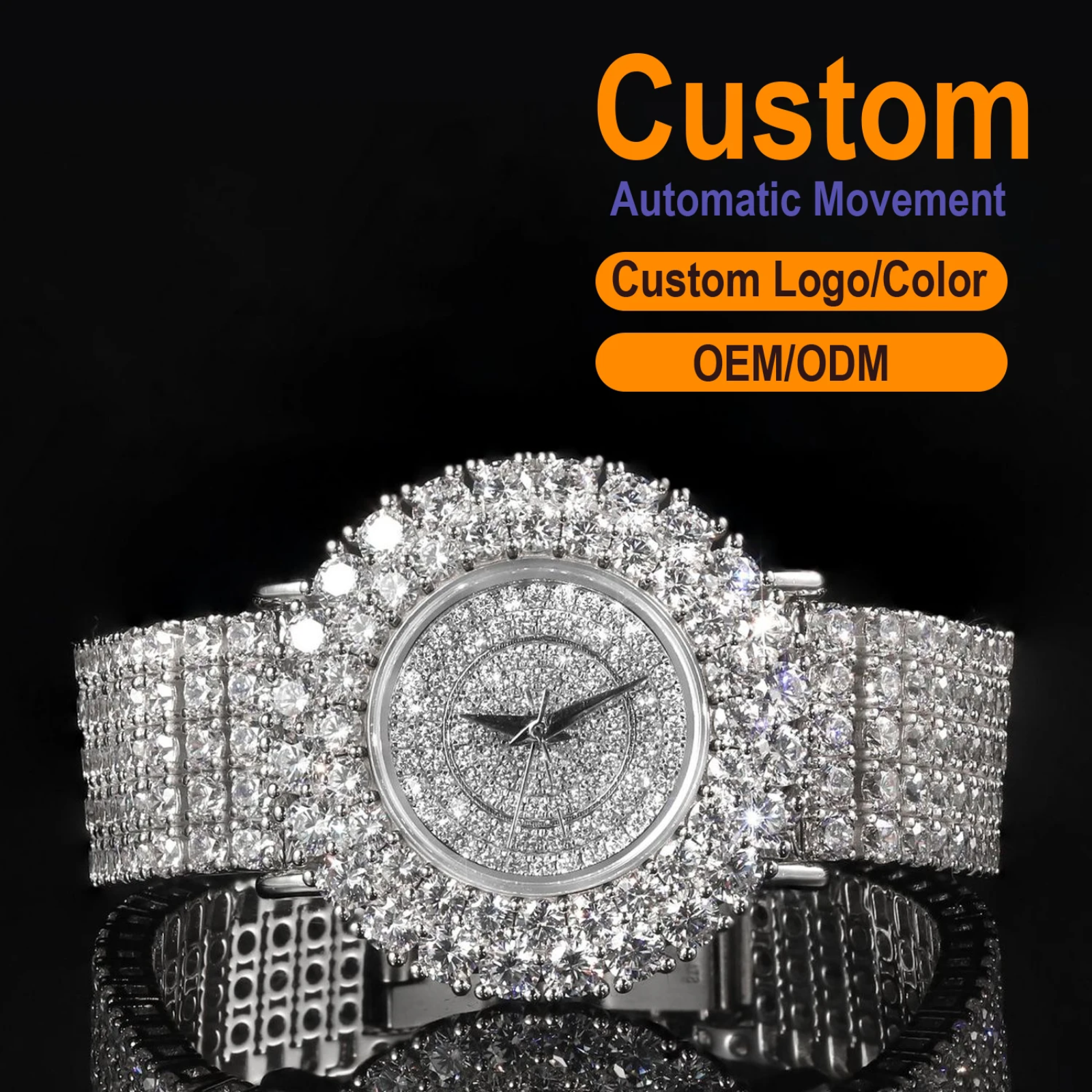 S925  Luxury Silver Moissanite watch