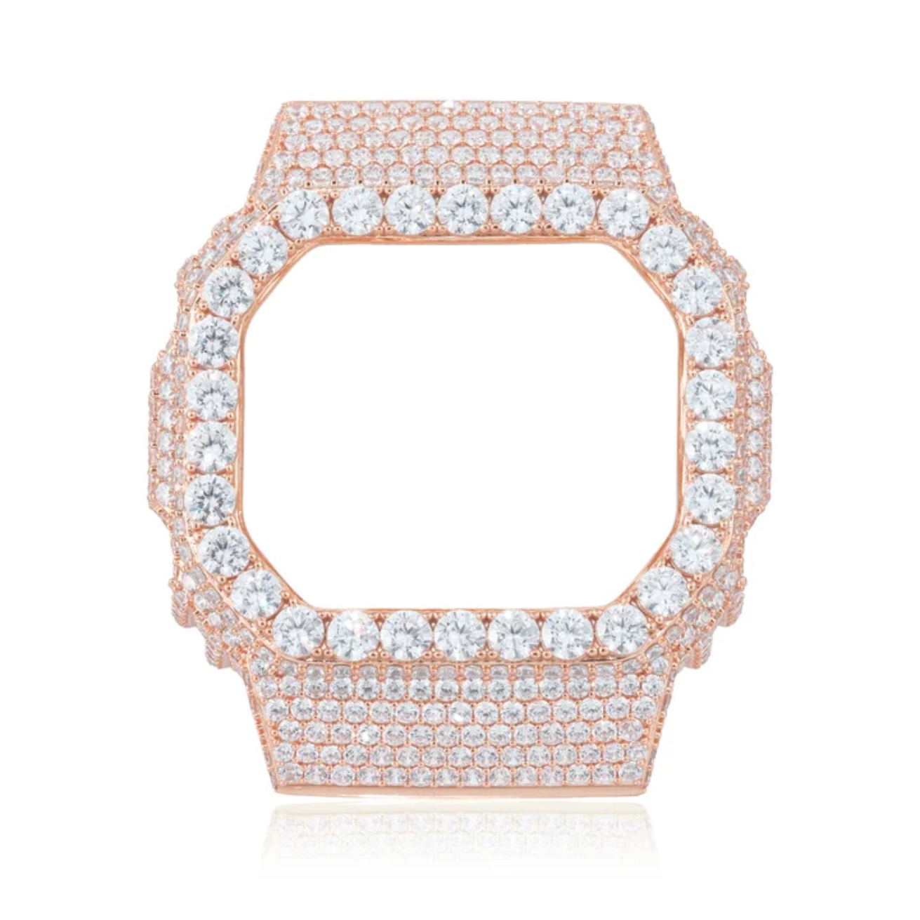 Pass Diamond Tester Handmade Metal Moissanite Thorn Watch Case for DW5600 Gold Plated 925 Sterling Silver Iced Watch Bezel Parts