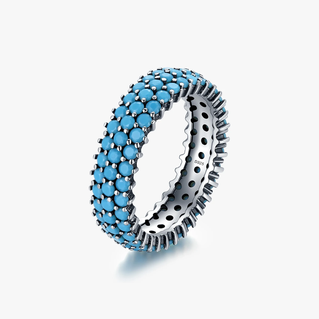 Genuine 925 Sterling Silver Luxury Turquoise Finger Rings for Women Vintage Retro Bohemian Style Rings Fine Jewelry Anel