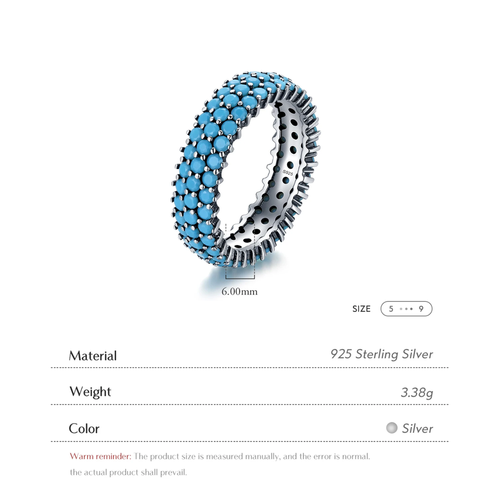 Genuine 925 Sterling Silver Luxury Turquoise Finger Rings for Women Vintage Retro Bohemian Style Rings Fine Jewelry Anel