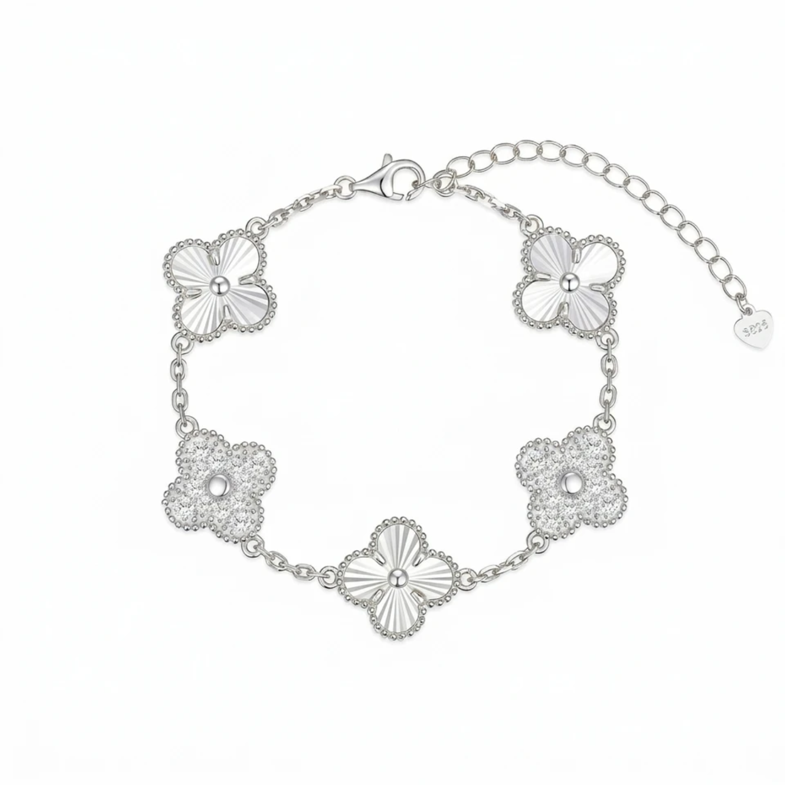 Four-Leaf Clover Moissanite Bracelet 18K Gold Plated S925 Silver , Valentine's Day Mother's Day Gift , 7Inch